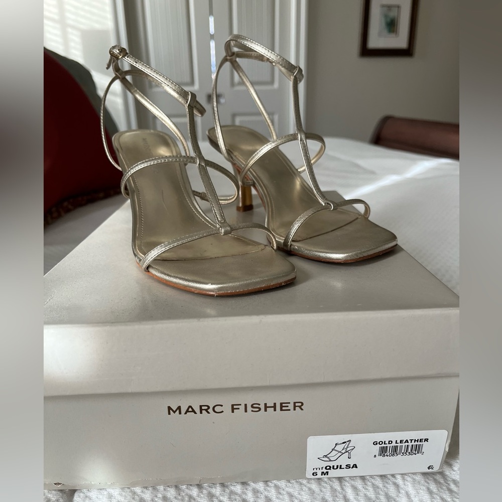 Marc Fisher gold leather heels